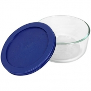 Pyrex Storage 2-Cup Round Dish, Clear with Blue Lid