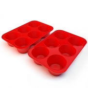 Large Muffin Pan and Cupcake Pan, Set of 2, Silicone 6 Cup Mold, Jumbo, Large, Deep, King-size, Big, Giant, Professional Grade, Commercial Use, Specialty Baking and Bakeware Pan Silicon Mold, Multi-purpose for Making Muffins, Cupcakes, Soap Molds, Ice Cub