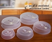 Home-X Vented Nesting Microwave Spatter Covers - Set of 5