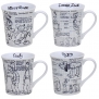 Disney Sketchbook Mugs, Set of 4 - Mickey Mouse, Donald Duck, Goofy, Pluto