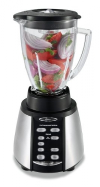 Oster BVCB07-Z Counterforms 6-Cup Glass Jar 7-Speed Blender, Brushed Stainless/Black
