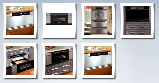 Dacor discovery 1.0 cu. ft. microwave-in-a-drawer with 11 power levels three sensor cooking programs 950 cooking watts & black glass with vertical stainless steel