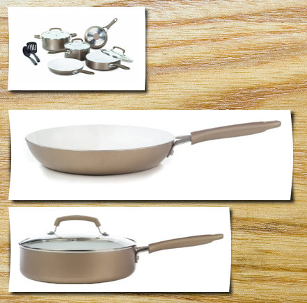WearEver pure living nonstick ceramic coating ptfe-pfoa-cadmium free dishwasher safe cookware set, champagne gold